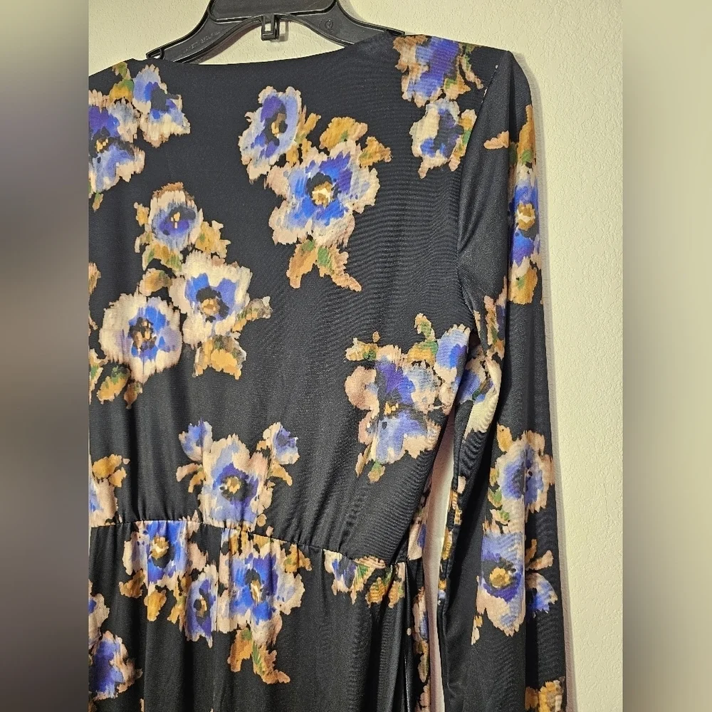 Nine Britton Floral Long Sleeve Maxi Polyester and Spandex Dress Women's Medium - Picture 6 of 6